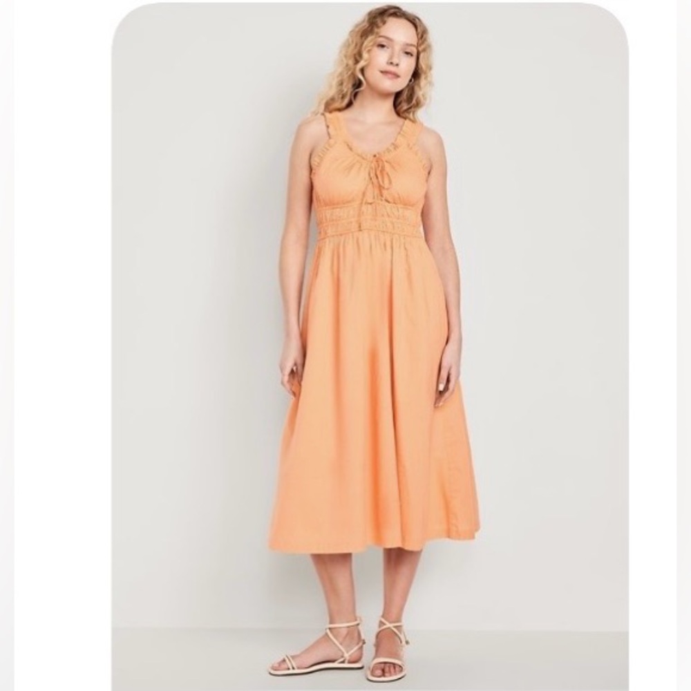 Old Navy Waist defined Ruffled Midi Dress